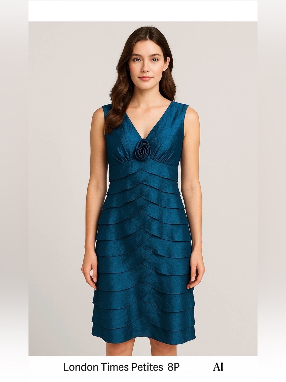 London Times Teal Dress with Subtle Sheen